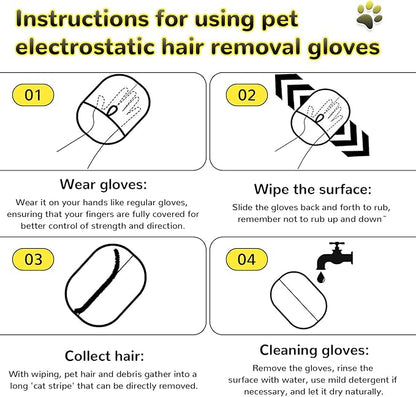 3Pcs Electrostatic Gloves Pet Hair Removal, 2025 Thickened Pet Hair Remover Glove, Washable Reusable Dog Cats Hair Gloves for Furniture Bed Sheets Couch Clothes Carpet Car Seat