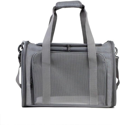Airline Approved Soft Sided Pet Carrier for Small and Medium Dogs, Cats, and Puppies (Up to 15 lbs), Collapsible Portable Travel Bag for Dogs Cats (Grey)