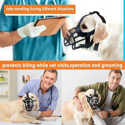 Dog Muzzle – Lightweight Breathable Basket Muzzle, Anti-Biting & Chewing, Adjustable Fit for Small, Medium & Large Dogs(Size 3)