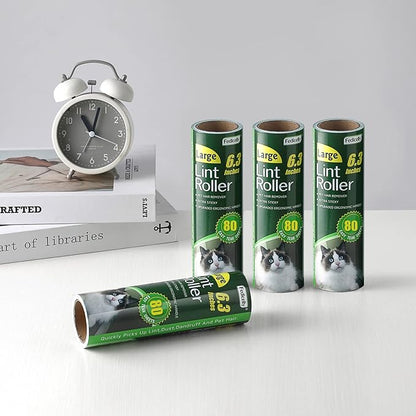 Floor Lint Rollers Pet Hair Extra Sticky with Retractable Long Handle,Large Cat Dog Hair Remover Laundry Clothes Carpet Furniture,6.3 inches Wider with 640 Sheets Giant Lint Remover Brush for Couch