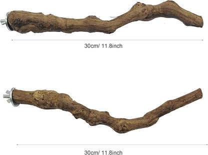 Allazone 4-Piece Bird Perch - Natural Grapevine Stick Swing Chewing Toys for Parrot Cages, Cockatiels, Parakeets, Finches