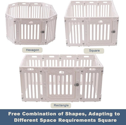 Dog Playpen with Door, DIY Shape Combination Puppy Pen,25.5" H 10-Panel Dog Fence,Non-Slip & Secure Pet Gate, Easy to Assemble(Standard Room)