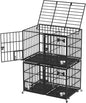 aboxoo 48 inch Stackable Heavy Duty Metal Dog Crate for 4 Dogs/Large Dog,All Metal Open Top Access,Escape Proof Cage,Dog Kennel Indoor with Wheels,Floor Grid, Tray, Divider and Feeding Bowl