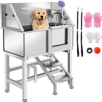 Electric Dog Bathing Station for Large Dogs, Height Adjustable Stainless Steel Dog Pet Washing Station, Professional Dog Grooming Tub with Electric Lift, Pet Wash Bath Station
