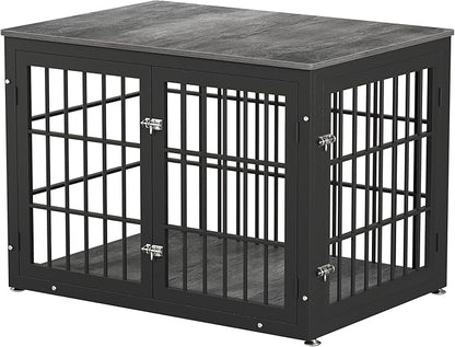 42 Inch Heavy Duty Dog Crate Furniture for Large and Medium Dogs, Decorative Pet House End Table, Wooden Cage Kennel Furniture Indoor, Gray