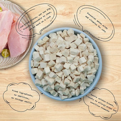 Freeze Dried Cat Treats - 100% Chicken Breast Grain Free Raw - Natural Balance Limited Ingredient High Protein Cat Snacks 140g/4.94oz - Picky Eater Challenger