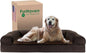 Furhaven Cooling Gel Dog Bed for Large Dogs w/ Removable Bolsters & Washable Cover, For Dogs Up to 95 lbs - Sherpa & Chenille Sofa - Coffee, Jumbo/XL