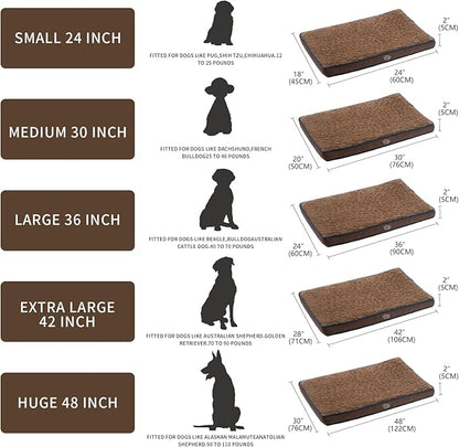 EMPSIGN Dog Bed Mat 47 Inch Reversible Warm & Cool,Washable Dog Crate Bed with Egg Crate Foam Support, Pet Sleeping Mat for Large Medium Small Dogs, Fluffy Kennel Pad(Brown)