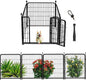 Dog Playpen 36inch 4 Panels, Puppy Playpen Indoors, Dog Fences Outdoor for Yard, Wide Door Low Threshold Garden Fencing for Medium/Large Pets. Black Pens Total 8.9 Ft(L)