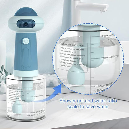 Dog Shampoo Dispenser, UFO Dog Shampoo Sprayer, Electric Foaming Shampoo Dispenser for Dog and Cat Washing, for Bathtub, Kitchen Sink, Bathroom Cleaning, Blue