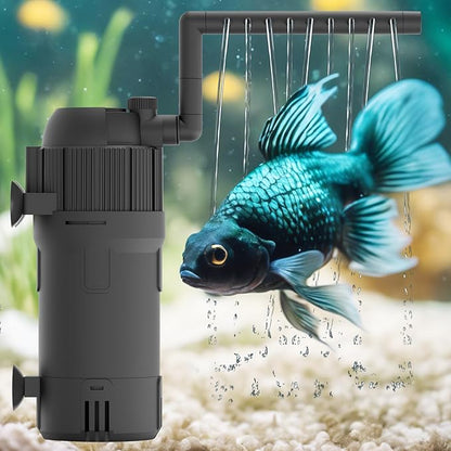 Aquarium U-V Filter for Green Water, Fish Tank Green Clean Machine with Aeration, Submersible Water Pump & U-V Light with Timer, for 10-75 Gallon Tank(105GPH/4W)