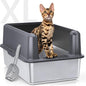 Enclosed Stainless Steel Cat Litter Box with Lid, XL Extra Large Litter Box for Big Cats, Metal Litter Pan High Sided, Never Absorbs Odors, Anti-Urine Leakage, Easy Cleaning, Include Scoop