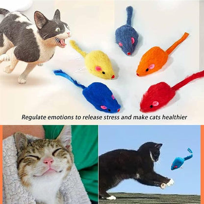 Furry Cat Toys Mice Rattle Interactive Mouse Toy for Indoor Cats Catnip Ball Kitten Kitty Pet Play Assorted Color