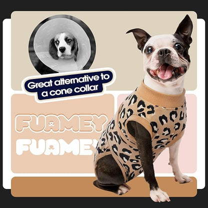 FUAMEY Recovery Suit for Dogs After Surgery,Soft Breathable Dog Bodysuit E-Collar & Cone Alternative Surgical Suit,Male Female Dog Neuter Spay Suits Anti Licking Wounds Onesie Brown Leopard XXL