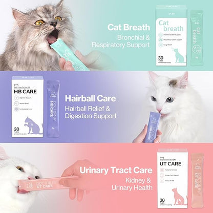 Dr.by Cat Breath Bronchial Supplements Cat Sneezing Treatment Asthma Cold Cough Nose Relief Respiratory&Immune Support with TF-343-30 lickable Formula Individually Packaged, Chicken (3 Packs (25.5OZ))