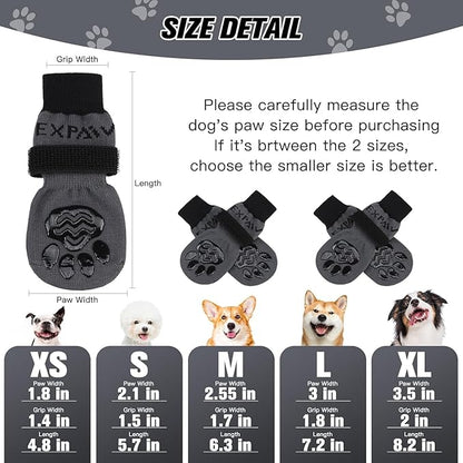 EXPAWLORER Anti-Slip Dog Socks,Dog Boots&Paw Protectors to Prevent Licking,Dog Shoes for Hot/Cold Pavement, Double Sides Non-Skid Traction Control on Hardwood Floor for Senior Dogs