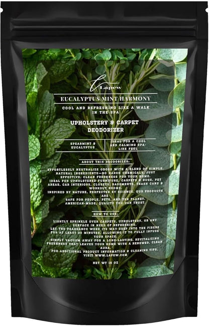 Eucalyptus Mint Harmony Carpet Freshener Powder: Powerful Odor Eliminator for Home, Upholstery Deodorizer, Carpet Deodorizer, Pet Urine, Cat Litter Box - Eucalyptus Spearmint Fragrance