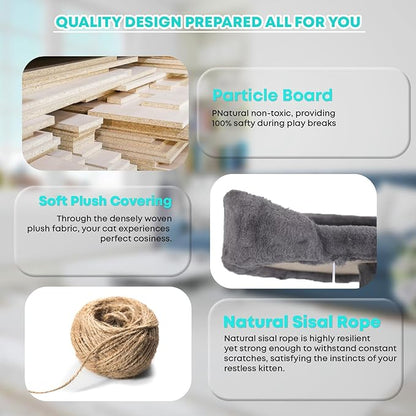 FDW Cat Tree 70in Cat Tower Multi-Level Durable Cat Scratching Post & Cozy Fun Cat Jumping Platform Space Saving Cat Condo Pet Play House for Indoor Cats,Light Gray