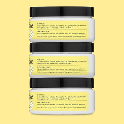 Fresh Wave Lemon Odor Removing Gel, 7 oz., Pack of 3 - Safer Odor Absorbers for Home, Natural Plant-Based Odor Eliminator, Every 7 oz. lasts 15-30 Days, For Cooking, Trash & Pets