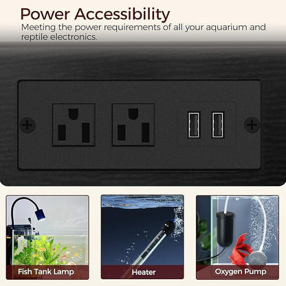 20-37 Gallon Fish Tank Stand, Aquarium Stand with Power Outlet and Storage Cabinet, Heavy Duty Tank Stand Suitable for Turtle Tank, Reptile Terrarium, for Home Office, Black FTHB40E01