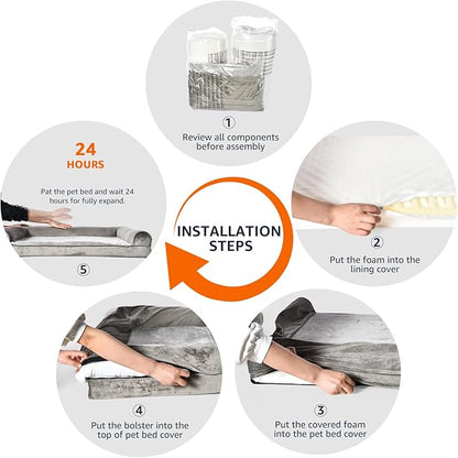 Amazon Basics Dog Bed with Cooling Gel Memory Foam, Pressure-Relief Support for Dogs up to 55lbs, Non-Slip Bottom, Machine Washable Cover, Large Sized (36" x 27"), Brown