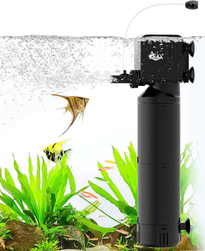 AQQA Dual-Use Aquarium Filter,Fish Tank Filter + Small Water Pump,Filtration,Wave-Making,Dissolved Oxygen,Water Circulation,Water Changes,Fountains Multifunctional Pump,Saltwater Freshwater (25W)