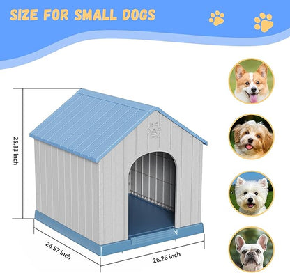 DRATO Dog Houses Resin Small Indoor Outdoor Dog Kennel for All-Weather Use Cozy Shelter for Small Dogs in Home, Garden, or Balcony