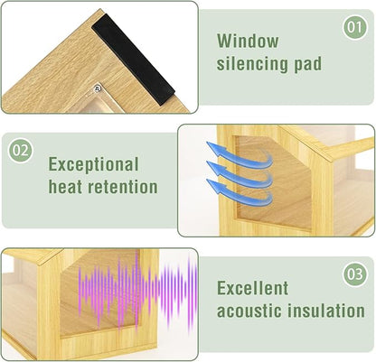 24" Wooden Hamster Cage, Chewproof Gerbil Cages and Habitats, Openable Top Roof Window with Silencing Pad, Guinea Pig Cage for Small Animals, Dwarf and Syrian Hamster, 24 x 16 x 16 Inches