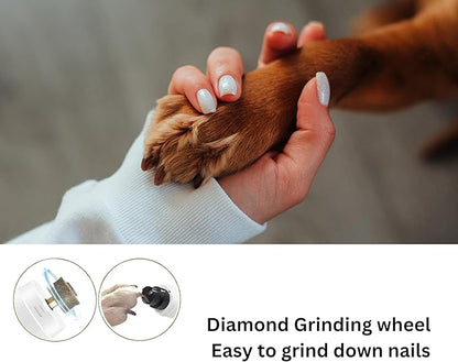 GajetNest Professional Pet Nail Grinder for Dogs and Cats, 2 Speeds LED Light USB Charging Low Vibration, Quiet, Cordless Ergonomic Long Lasting Battery, Safety Guard