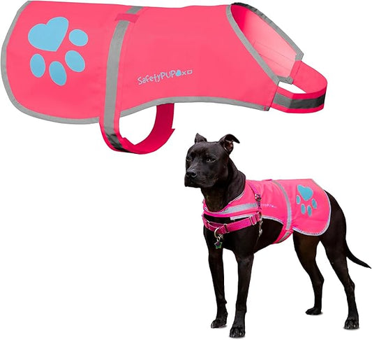 Dog Reflective Vest – Hi-Vis Fluorescent Visibility That Helps to Safeguard Your Pet On/Off Leash in Urban & Rural Areas (Pink, X-Large)