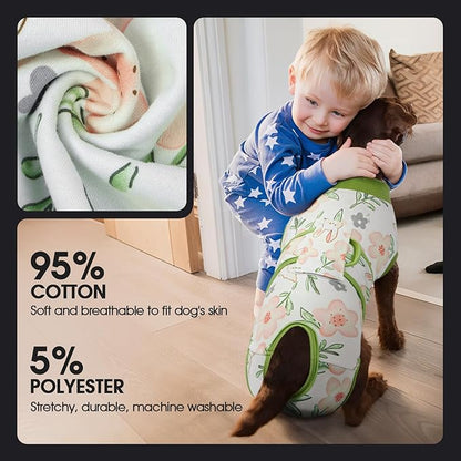 FUAMEY Dog Recovery Suit Male,Dogs Surgery Neuter Suits Puppy Spay Shirts for Female Protect Dog's Skin Anti Licking Abdominal Wounds Doggie Onesie Pet Bodysuit Alternative to Cone Rabbit Flower M