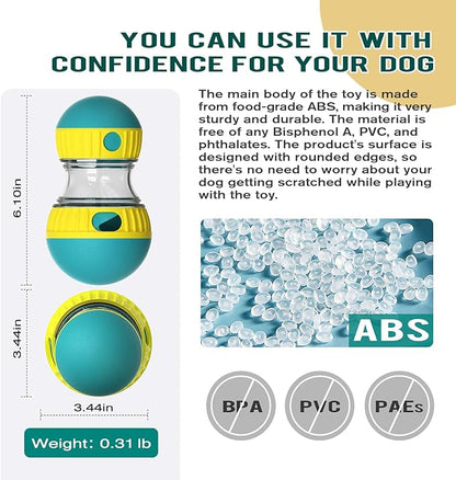 Dog Puzzle Toy Adjustable Treat Dispensing Ball Food Dispenser Tough Slow Feeder Puppy Enrichment Training Toy Pet Interactive Chase Toys for Small Medium Large Dogs to Keep Them Busy, Green