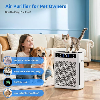 Air Purifiers for Home, Large Room up to 3000 Ft², HEPA Air Purifier for Home Pets with Filter, Air Quality Sensor, Timer, Air Cleaner for Bedroom, Dorm Room, Pet Hair, Office