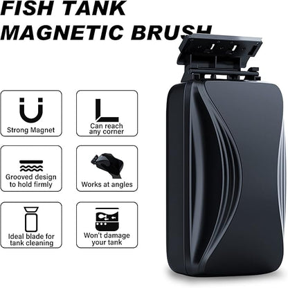 Aquarium Super Strong Magnetic Cleaner Glass Fish Tank Megnet Brush Algae with Scraper Floating Brush Large