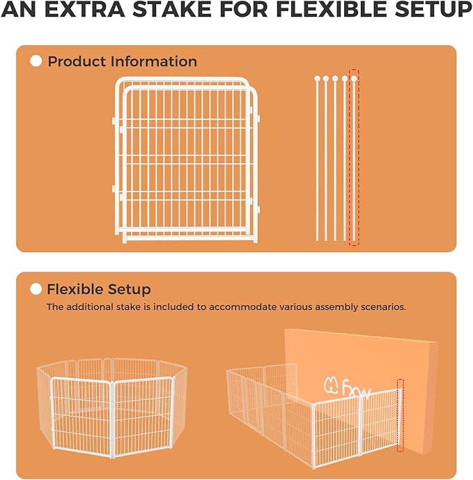 FXW Homeplus Unleashed Indoor Dog Playpen - Stress-Free and Safe Play, Heavy Duty 32 Inch 2 Wire Panels Dog Pen for Puppy and Small Dogs, White│Patented