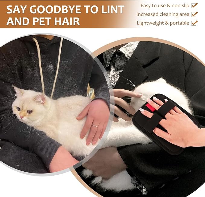 6 Pcs Pet Hair Removal Glove, Electrostatic Pet Hair Remover Gloves, Reusable Cat & Dog Hair Cleaning Gloves, Suitable for Couch, Furniture, Blankets, Curtain, Car Seat