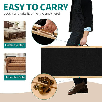 Dog Ramp for Bed, Adjustable Pet Ramps for Dog to Get on Bed, Non-Slip Rubber Surface - Folding Wooden Dog Ramp for Small/Large/Old Dogs, Adjustable up to 19.5 inch High Beds