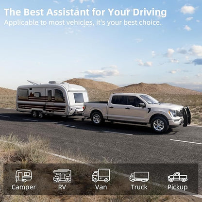 Fookoo HD Magnetic Wireless Backup Camera, 1080P 7" Dual Split Monitor & Rechargeable Rear View Cameras, Lower Consumption 1-Min Installation No Drilling Recording for RV Trailer Truck Camper DCX702