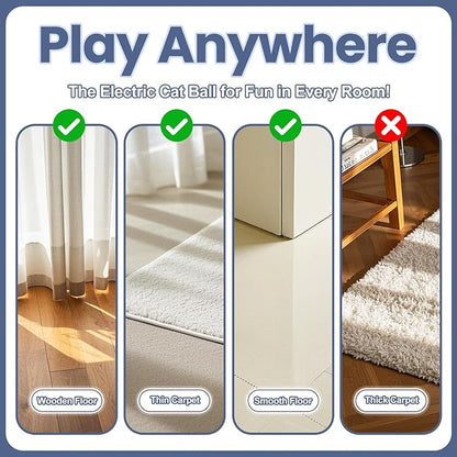 2Pcs Self-Moving Electric Cat Toy Ball with LED - Automatic Interactive Cat Toys for Indoor Cats, Smart Strawberry Design Stimulates Hunting Instincts, Boredom Relief & Exercise for Solo Play