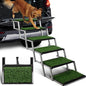 Extra Wide Dog Stairs for Car, Portable Folding Dog Ramps,Doggy Steps for Large Dogs with Non-Slip Grass Rug for Cars, SUV, Trucks, Lightweight Pet Ramp Supports Up to 200 lb, 6 Steps