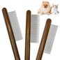 3 Pack Solid Wood Cat Combs, Stainless Steel Teeth for Cat Dog Rabbit Massage, Flea Lice Comb Removes Mats, Tangles and Loose Fur, Grooming Comb for Small Medium Pets