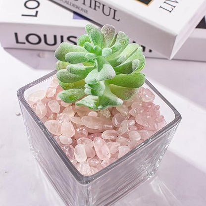 0.5 Lb/230g Rose Quartz Crystal Aquarium Gravel Rocks, Natural Tumbled Healing Crystal Chips Bulk Natural Crushed Stones for Crafts|Fish Turtle Tank|Home Decoration - 7-9mm