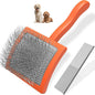 2PCS Slicker Brush for Dogs & Pet Comb,Professional Dog Grooming Brush (Goldendoodles,Poodles,Labradoodles) with Extra Long Pins to Effectively Remove Tangles, Knots and Mats (Orange)