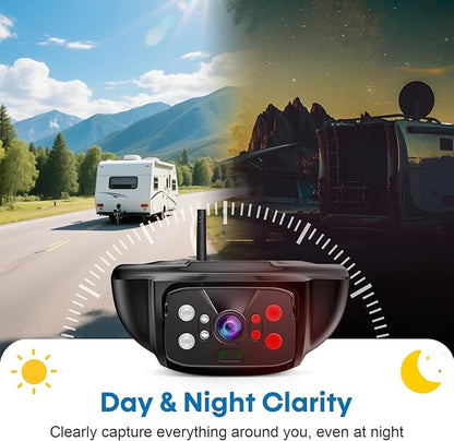 7-Inch Wireless Backup Camera for RV Trailer - HD 1080P Monitor, Night Vision, IP69 Waterproof, Easy Installation Compatible with Furrion, Split Screen 4 Channels Y31