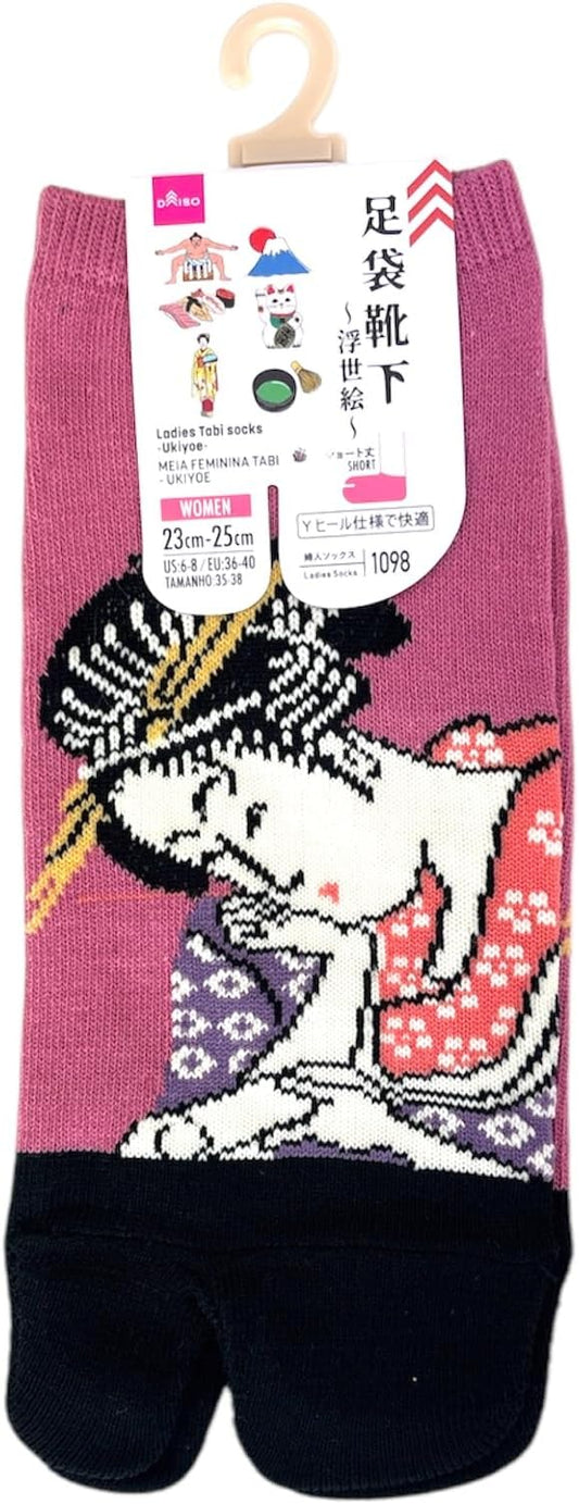 Japan Style Tabi Socks for Split Toe, Comfortable Tabi Toe Socks for Unisex Mt. Fuji, Lucky Cat, Sushi, Sumo, Ukiyoe, Hokusai