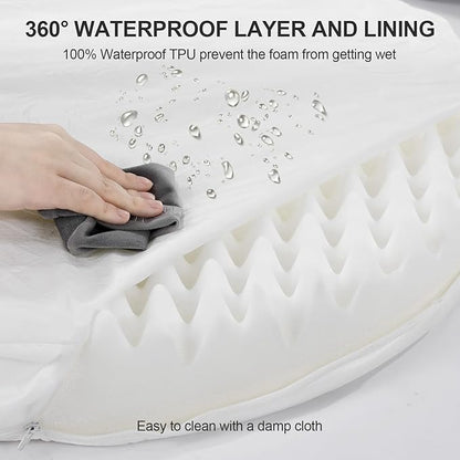 3.7 inch Thickened Orthopedic Dog Beds for Extra Large Dogs, Supportive Dog Sofa Bed with 28D Egg-Crate Foam, Removable Washable Cover, Waterproof Lining, Half-Round Design for Puppy,Senior,Sick