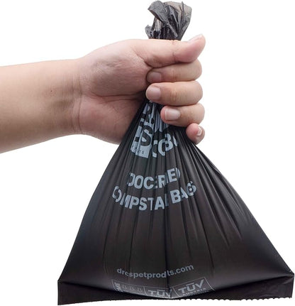 100% Certified Compostable Dog Poop Bags - Dr. C's Premium Dog Poop Bags - 120 Bags / 8 Rolls, Extra thick, Leak Proof, Unscented, Plant Based and Earth Friendly