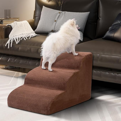 Dog Stairs for Small Dogs - High Density Foam Pet Steps, Extra Wide Dog Ramp with Non-Slip Bottom for High Beds, Couch and Sofa, Best for Dogs Injured, Older Doggy Cats