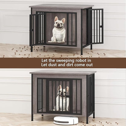 EasyCom 31.5" Small Dog Crate Furniture, Chew-Resistant Dog Crates for Small and Medium Dogs, Dog Kennel Furniture Indoor with 2 Doors and 3.94" Raised Feet, as TV Stand, End Table, Crate Table