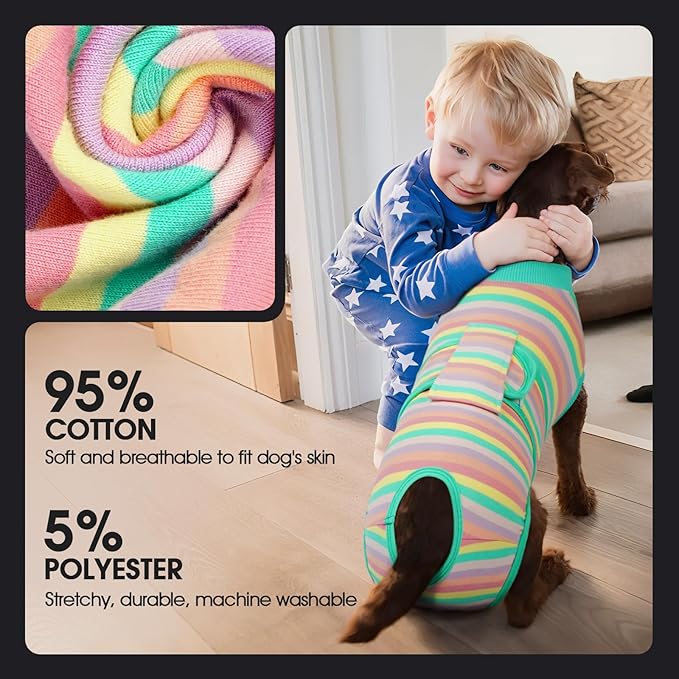 FUAMEY Recovery Suit,Soft Breathable Pet Bodysuit E-Collar & Cone Alternative Surgical Suit Puppy Wear, Anti Licking Wounds Doggie Onesie for Small Medium & Large Pets Dogs,cats,XXL(chest:32.3-39.3)